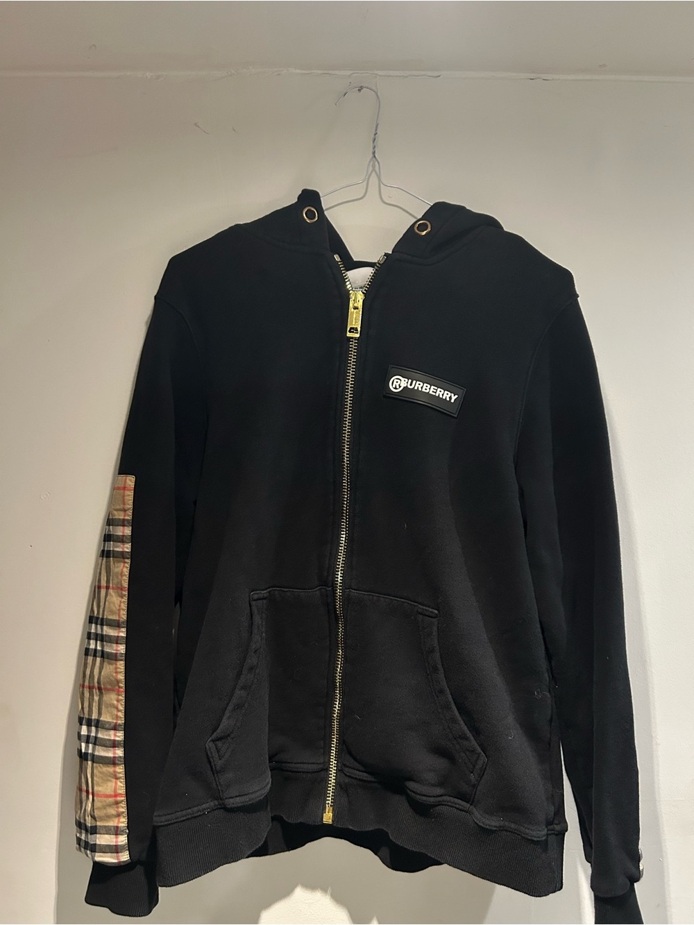 Burberry Black Hoodie with Gold-Tone Zipper